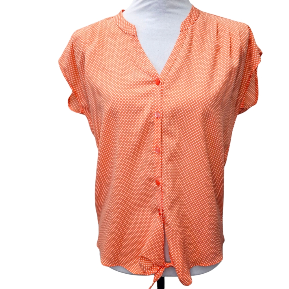 LOFT Salmon Orange Polka Dot Women's TopSize XS